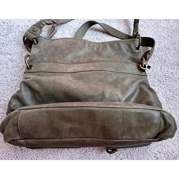 The Sak Olive Green Leather Crossbody Bag With Adjustable Strap & Multiple Zippe - Picture 14 of 16